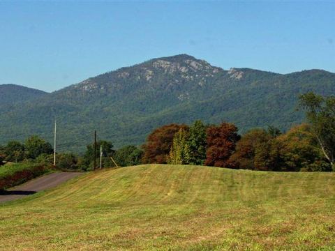 Mountain peak above a green hayfield